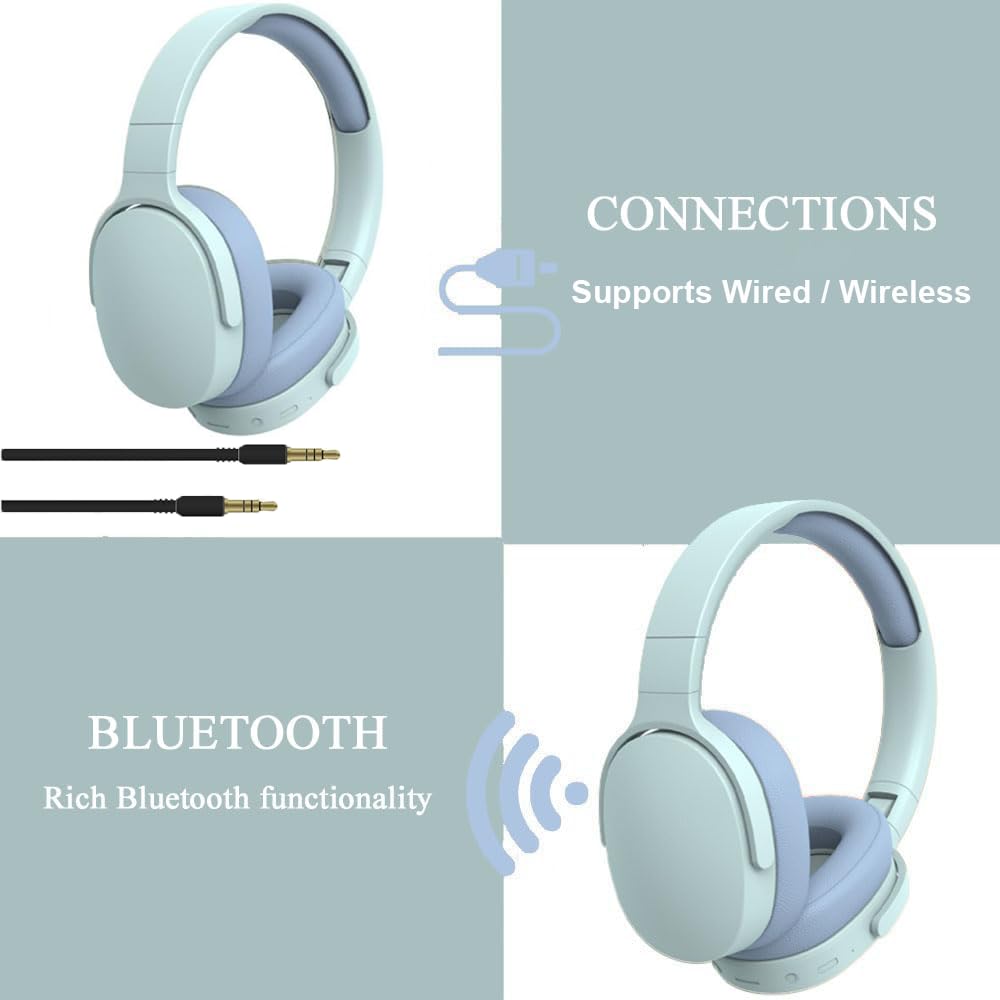 Casque Bluetooth sans Fil et Filaire avec Micro Intégré, Casque Audio Réduction de Bruit Stéréo Autonomie 22h, Wireless Headphones Bluetooth Casque pour Enfant Adulte Musique Sport Gaming