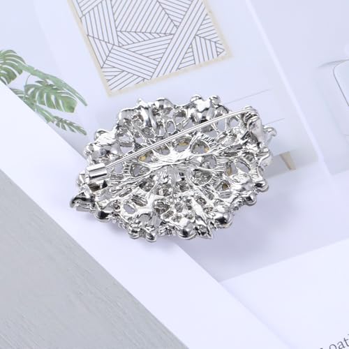 ZEYIYER Elegant Crystal Brooch Pin for Women - Vintage Silver Diamante Brooches for Clothes, Dresses, and Special Occasions - Image 4
