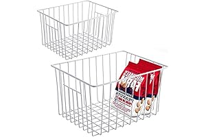 Slideep Built-in Closet White Wire Storage Organizer Basket with Handles