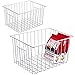 Slideep Freezer Baskets Storage Basket Organizers, Deep Wire Farmhouse Bins Container with Handles for Kitchen, Pantry, Cabinet, Car, Bathroom Pearl White, 4 Pack