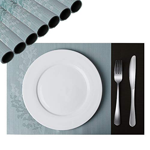DOXHAUS Washable PVC Table Mats Set of 8 Non-slip Heat Resistant Placemat for Kitchen Dining Table
