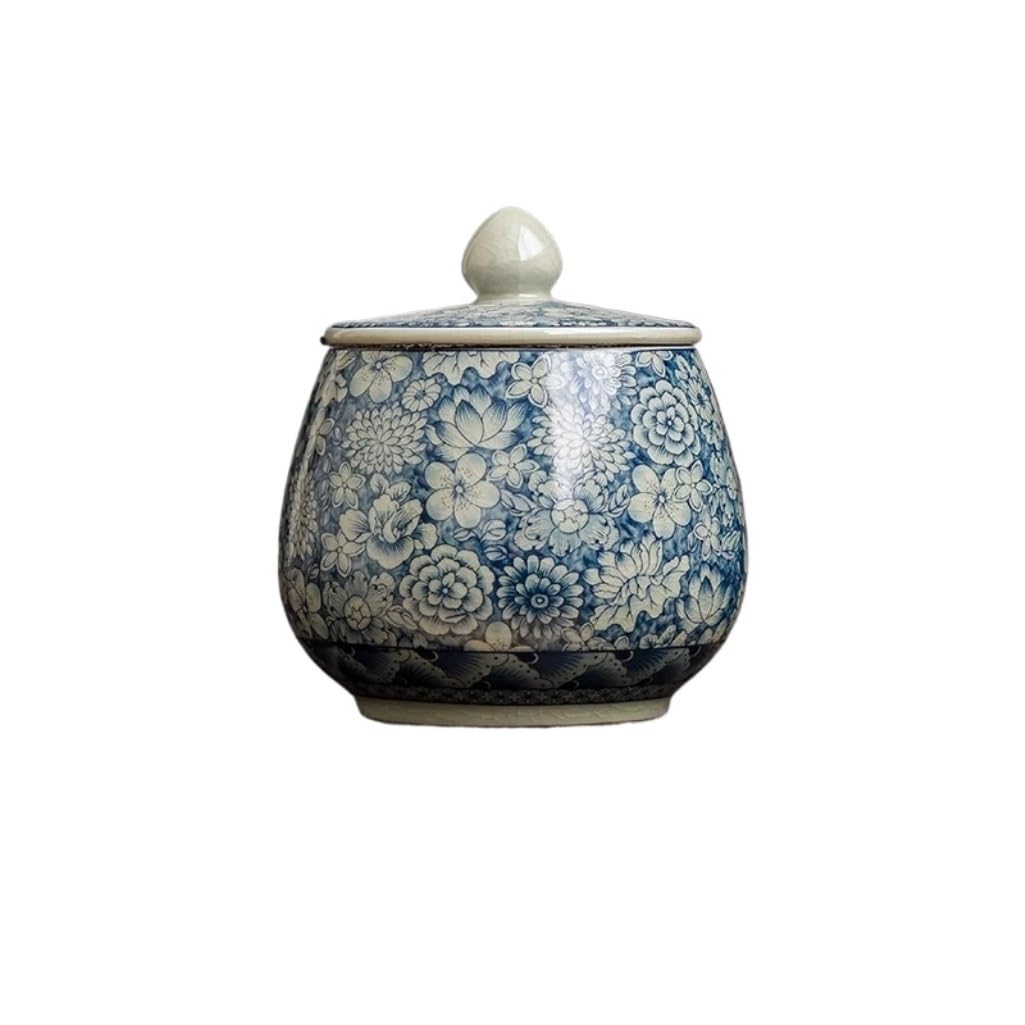 Tarro De Cerámica Hermético Azul Y Blanco Estilo Vintage - Para Almacenar Té, Café, Galletas O Como Recipiente Decorativo En La Cocina