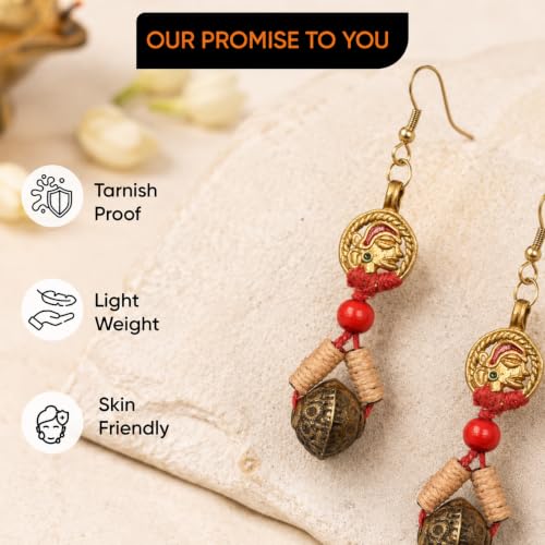 Image of Royal Queen & Empress Handcrafted Tribal Dhokra Earrings Collection for Women - Statement Ethnic Designs in Multiple Colours