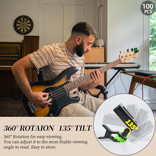 Image of Guitar Tuner Clip On Ukulele Tuner for All Instruments Guitar Bass Ukulele Violin banjo (Tuners 100 Pack)