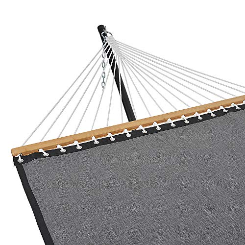 Patio Watcher 11 FT Quick Dry Hammock Bamboo Wood Spreader Bars Outdoor Patio Yard Poolside Beach Hammock with Chain Hanging Kits, Waterproof and UV Resistance, Dark Gray Hammock Only