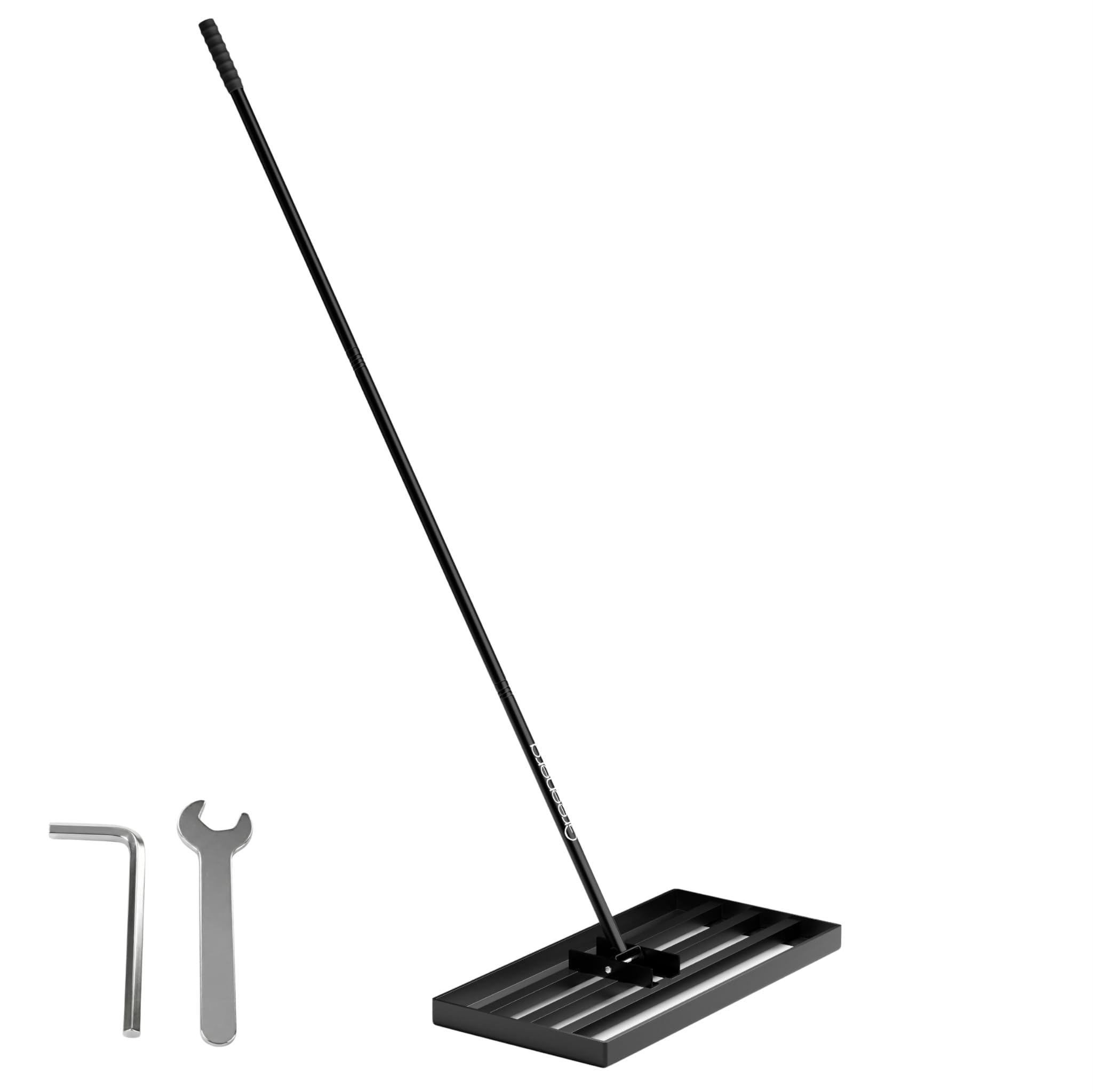 Lawn Leveling Rake, 43 x 25cm Lawn Leveler with 198cm Long Handle, Heavy Duty Stainless Steel Levelawn Tool, Landscape Rakedjustable Curved End Grip for Soil Sand Dirt Surfaces Garden Grass Golf Field