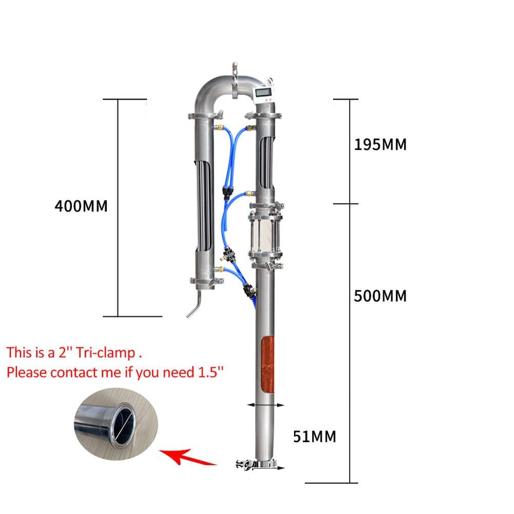New Tubular distillation tower with sight glass copper mesh 1.5'' 2'' domestic brewing equipment moonshine distiller(2 inches)