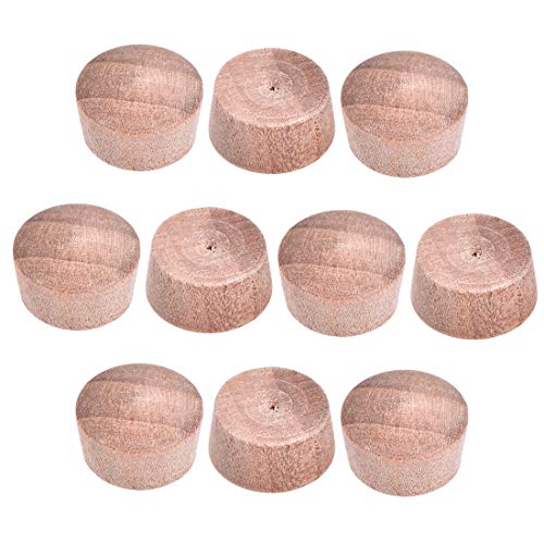 Image of uxcell Wood Button Top Plugs 9 /16 Inch Wood Color Hardwood Furniture Plugs 9 /25 Inch Height 50 Pcs