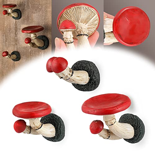 Purpeak 3 Pieces Mushroom Hanging Shelves Cute Mushroom Wall Floating Shelf Whimsical Mushroom Room Decor Wall Mounted Mushroom Hanging Shelves For Bedroom Living Room Bathroom Kitchen, Mixed Sizes #TOP2