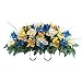 Sympathy Silks Artificial Cemetery Flowers - Realistic Vibrant Tulips, Outdoor Grave Decorations - Non-Bleed Colors, and Easy Fit - Blue Yellow Tulip Saddle