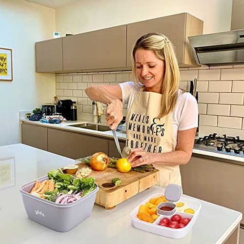 Bento Box Adult Lunch Box,Salad Container For Lunch With Large 52-Oz Salad Bowl,3-Compartment Bento-Style Tray And 3-Oz Sauce Container For Dressings,Meal Prep To Go Containers For Food Fruit Snack #TOP6