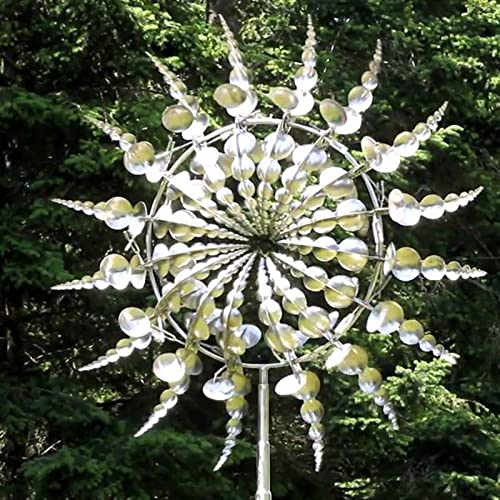 Unique and Magical Metal Windmill, Wind Powered Kinetic Sculpture, Metal Wind Spinner Solar, Lawn Solar Wind Spinners for Yard and Garden, Wind Catchers Metal Outdoor Patio Decoration