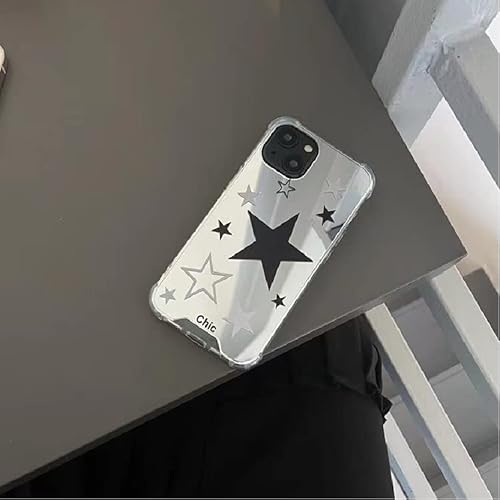 Devineresse Ins Korean Fashion Y2K Stars Mirror Phone Case For Iphone 14Promax 13Promax 13 12 11 ，Lovely Cartoon Fashion Super Star Shockproof Silvery Phone Case-For Iphone 13 Promax #TOP6
