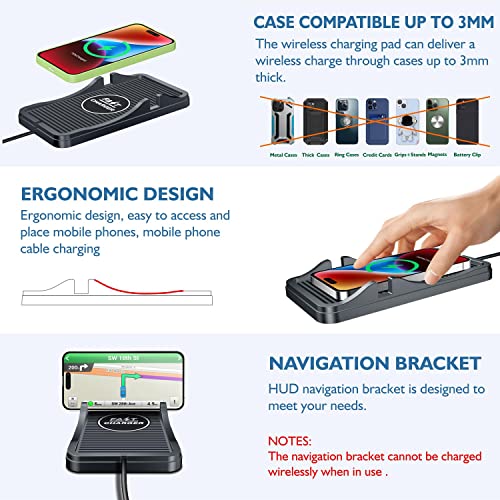 Wireless Car Charger Pad Charging Mat Fast 15W 10W 7.5W Quick Charge Adapter Stand Holder For Iphone 14 13 12 Pro Max 11 8 Plus X Xr Xs Compatible Samsung Galaxy S21 S20 S10 S9 Note 9 Lg Android Phone #TOP2