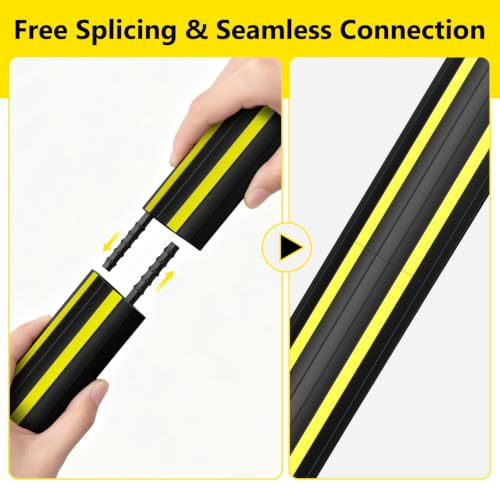 Image of Eapele Floor Cord Cover 6.5ft Cord Covers for Wires on Floor, Linkable Heavy Duty Extension Cord Cover, Rubber Floor Cable Cover, Prevent Trip Hazard for Sidewalk Home Office Outdoor or Indoor