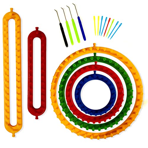 Olikraft Knitting Loom Tool Kit – Set Of Circular Round And Long Rectangular Looms With Loom Picks And Plastic Darning Needle. Great For Kids Or Baby Blanket And Hat #TOP8
