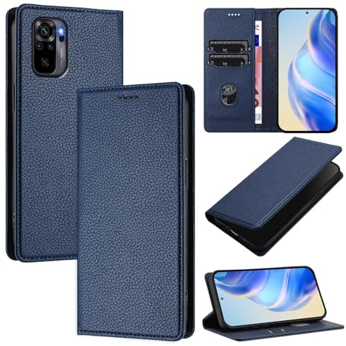 xinyunew Handyhülle für Xiaomi Poco M5S 4G Hülle, Klapphülle Premium Lederhülle Klappbar Flip Hülle Tasche Magnet Kartenfach Standfunktion Klapphülle Schutzhülle, blau