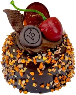 7Cm Simulated Cake Model Peanut Crushed Chocolate Mousse Cake Puff Refrigerator Sticker (Black - Cherries)