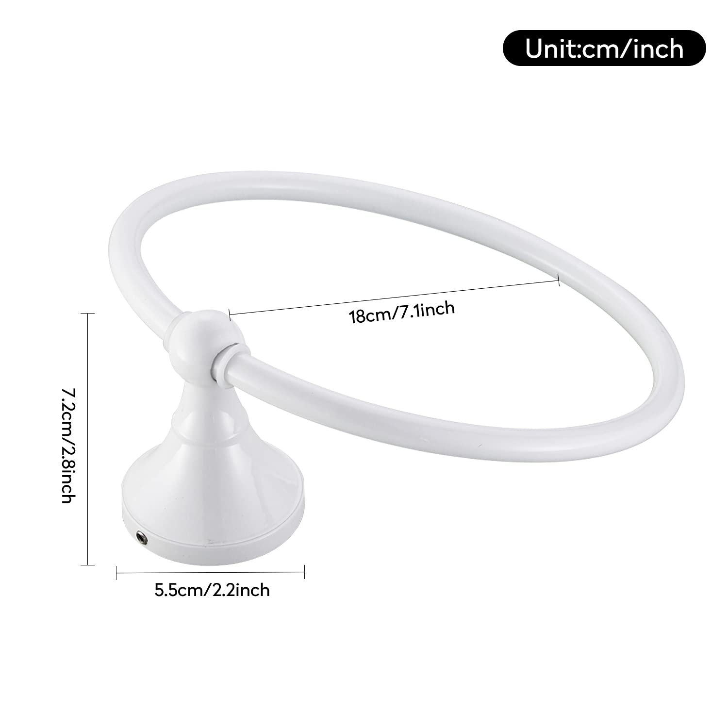 Soporte de Toalla Redondo, Anillo de Toalla Blanco, Toallero de Latón, Perforación Montada en la Pared Baño Cocina Ducha Habitación Elegante y Moderno