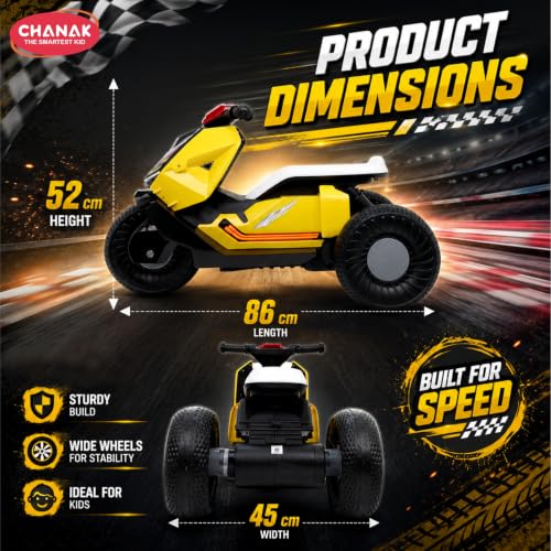Image of Chanak Kids Electric Scooty, 6V Rechargeable Scooter, 3 Wheel Electric Ride On Scooter, Heavy Duty Ride-On Bike for Boys & Girls with Tires & Easy Steering Handlebar, Kids Electric Scooty 3+