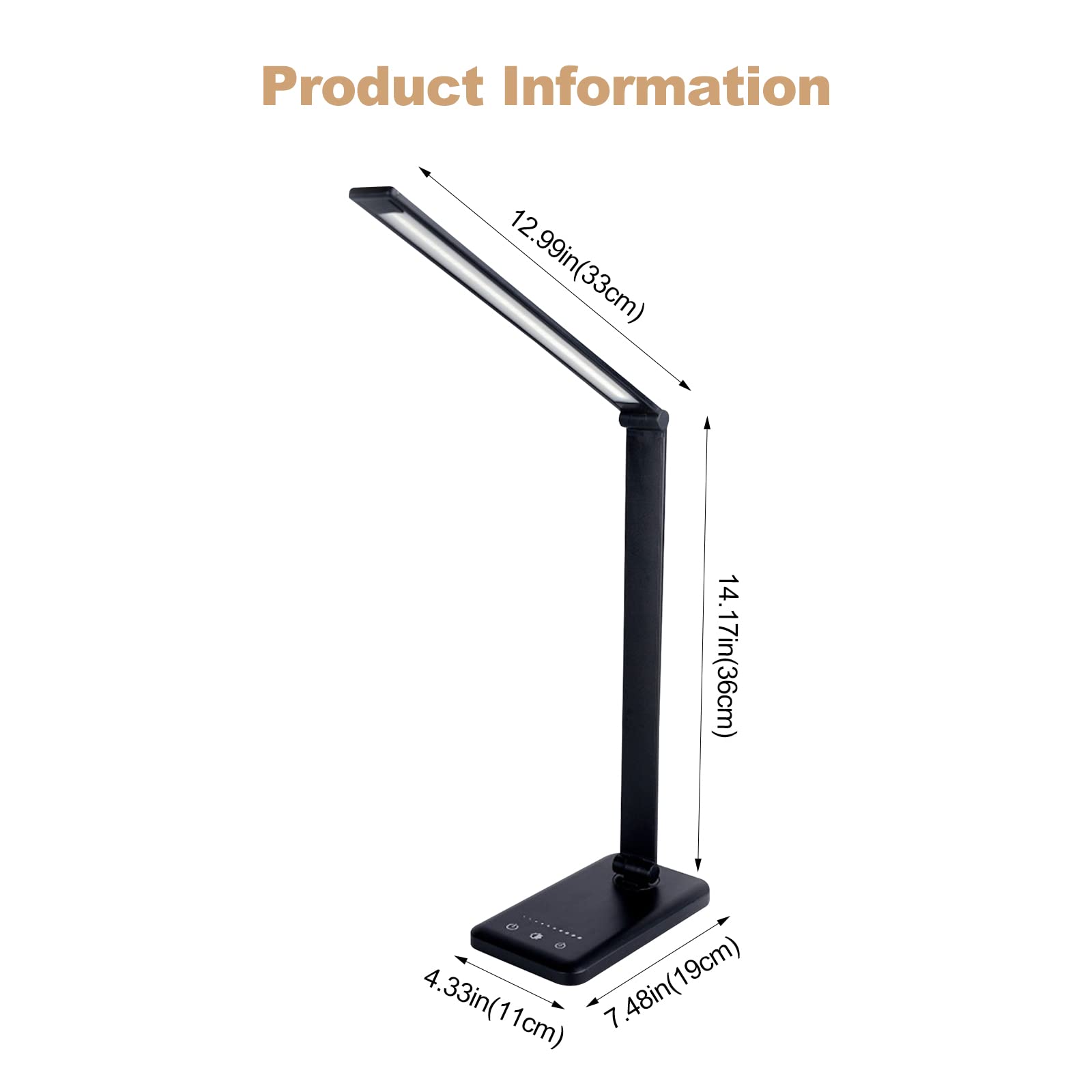 Ergocar Schreibtischlampe LED, Augenschonende Schreibtischlampe mit 5 Farb und 5 Helligkeitsstufen, LED Dimmbar Schreibtischlampe mit USB-Ladeanschluss, Sensible Kontrolle, 30/60 min Auto Timer
