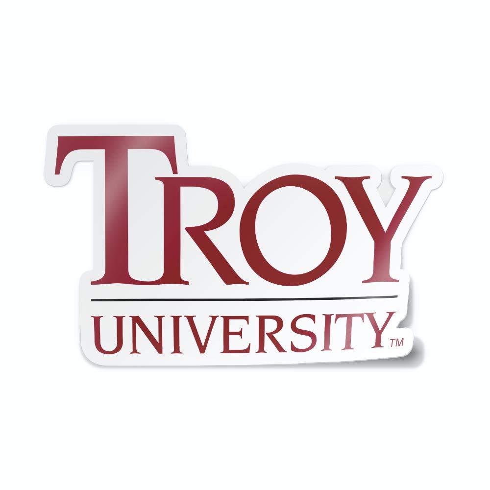 Collegiate NCAA Car Decal Made from Premium Weatherproof Vinyl (Troy University Stacked)
