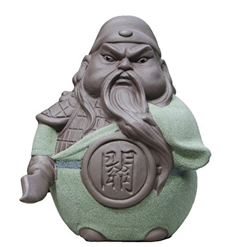 Handmade Zisha Tea Pet Ceramic 5 Heros Design Style of The Romance of The Three Kingdoms, for Home Tea Tray Decoration (Guan Yu)