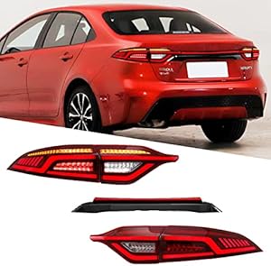 New Accessories for 2020-2023 Toyota Corolla Tail Light Assembly US Ver Replacement LE Taillight DRL Animation Rear Led Lights Sequential Turn Signals Plug N Play Dynamic Startup Retrofit Lamp (Red)