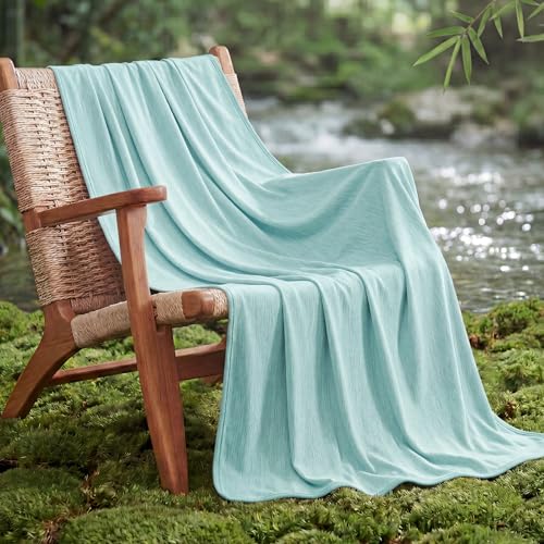 Image of Bedsure Green Cooling Blanket for Hot Sleepers - Summer Cold Throw Blanket for Bed, Arc-Chill Lightweight Summer Bedding, Cool Thin Ice Cold Cooled Throws with Rayon Derived from Bamboo, 50x70