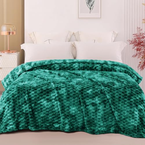Image of Exclusivo Mezcla 3D Fleece King Size Blanket for Bed, Tie-dye Teal | Extra Soft Fuzzy Plush Lightweight Bed Blankets, Cozy Fluffy Decorative Blankets for All Seasons, 90x104 Inches