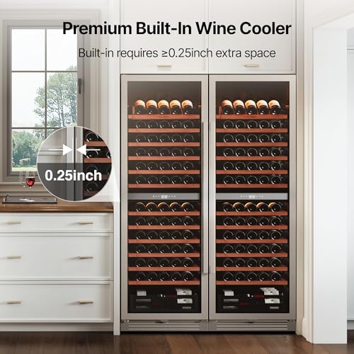 Image of Ca'Lefort 24 Inch Wine Fridge Set, 310 Bottle Capacity Dual Zone Wine Cooler Refrigerator, Built-in Glass Door Wine Fridge with Adjustable Shelves & 3 LED Lighting for Home Bar Kitchen (Two 24 inch Units)