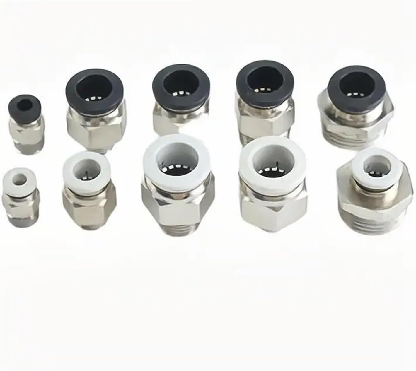 Pneumatic Air Connector Fitting PC 6-10mm12mm14mm16mm Thread 1/8 1/4 3/8 1/2 Black Air Hose Fittings Pipe Quick Connectors 1Pcs(PC14-02-B)
