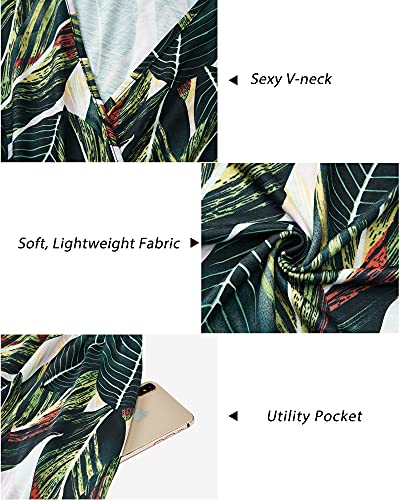 Image of Newshows Women's Pockets Wrap V Neck Floral Summer Vacation Casual Sundress | Wrinkle Free, Stretchy, Summer Beach Floral Sundress 2026, Casual Dress for Vacation, Guaduation, Side Pockets, A-line