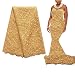 WorthSJLH 5 Yards African Lace Fabric 2018 Gold Nigerian French Lace Fabric Bridal Guipure Cord Lace Fabric for Party LF827(Gold)