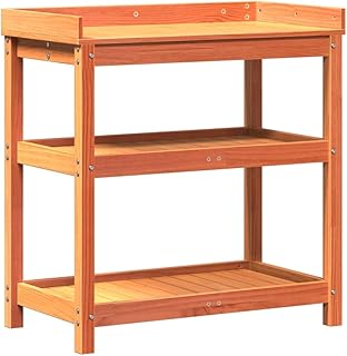 kangqiling - Mesa con estantes marrones - Medidas 82,5 x 45 x 86,5 cm - Madera maciza de pino - Color marrón - Modelo n. 844638
