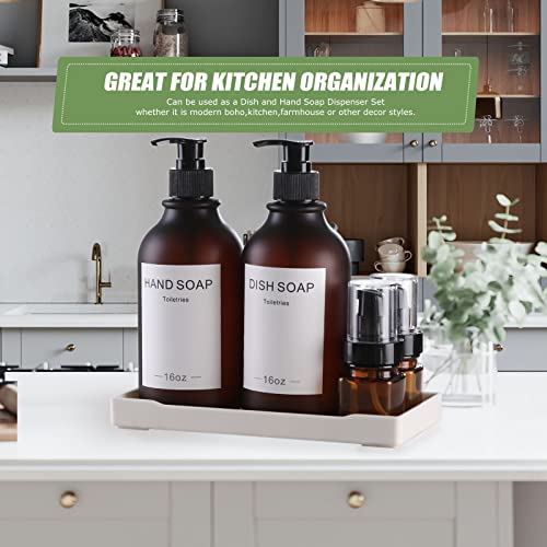 4 Pack Soap Dispenser With Tray, Pet Hand Dish Soap Dispenser With Waterproof Label And Rustproof Pump,16Oz For Bathroom And Kitchen #TOP2