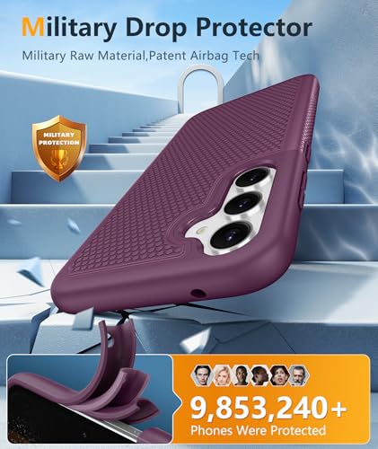 Image of FNTCASE for Samsung Galaxy S23-FE Case: Dual Layer Protective Heavy Duty Cell Phone Cover Rugged Full Body Drop Protection Military Grade Shockproof Phone Case (Burgundy Purple)