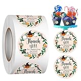 Thank You Halloween Label Stickers Roll, 1.5 inch 500 Pcs Cute Halloween Fun Stickers for Small Busi