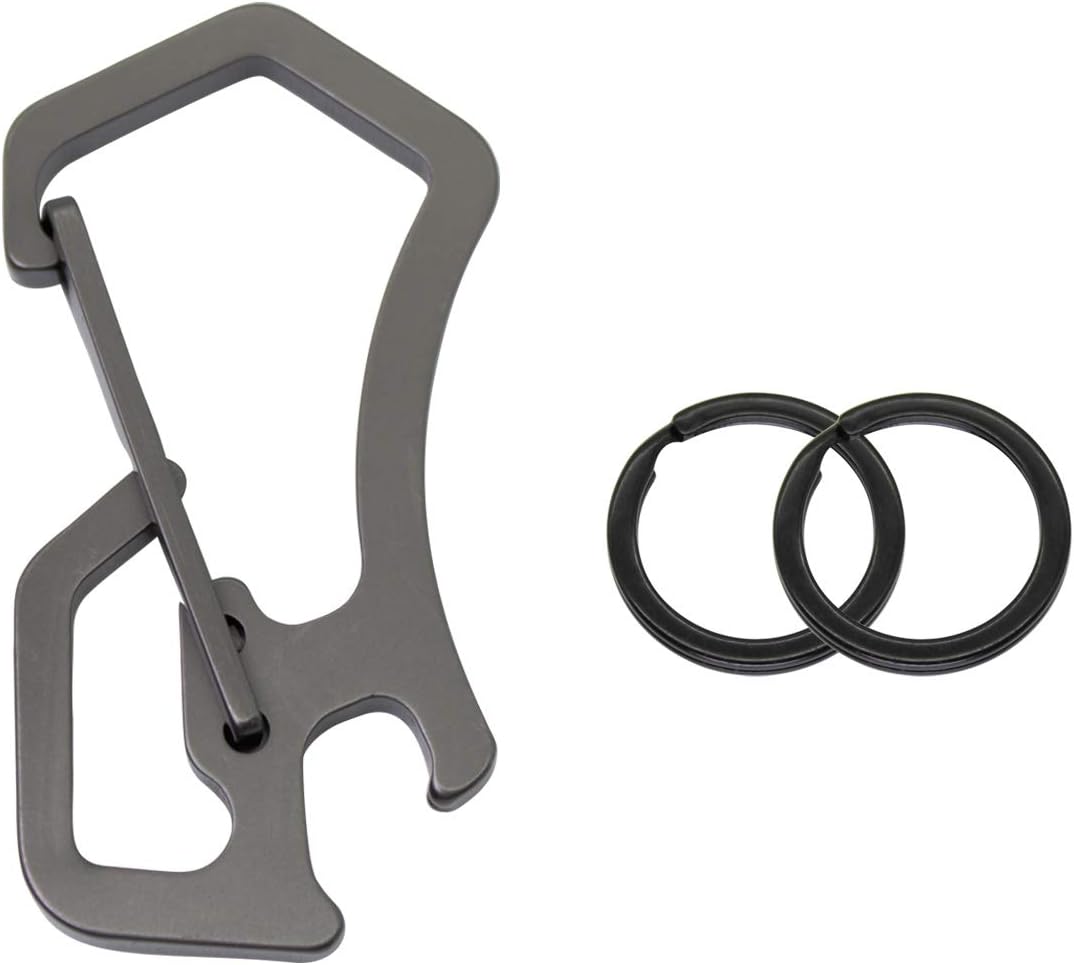 GOODOOR Full Stainless Steel Anti-Lost Keychain Carabiner, Quick Release Keychain Hook & 2 Extra Key Rings for Men Women