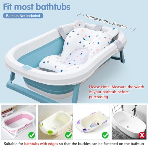 Image of Colorlife Baby Bath Seat Support Net Infant Bathing Seat Support Mat, Adjustable Comfortable Non-Slip Three-Pointed Baby Shower Net Bathtub Sit Up Mesh for Newborn 0-12 Months-Star(No Bathtub)