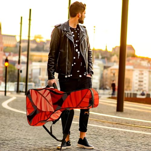 Housse guitare acoustique imperméable feuilles rouges protégeant des chocs