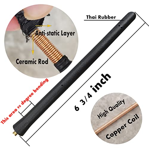 Rubber Antenna for Chrysler 300 (2007-2009), Chrysler 300 Antenna - Car Wash Proof, 6 3/4 Inch Internal Copper Coil Antenna Mast Replacement