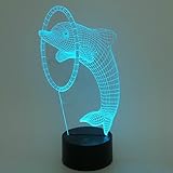 Optical Illusion 3D Dolphin Lighting by Playtime 123 is a Great Nightlight with a Soft Subtle Glow for Kids. These Eco-friendly Laser Cut Precision LED Lights Make Beautiful Gifts for Mom and Amazing Desk Lamps for Dad. Start Enjoying your very own Multicolored USB Powered Light Today!