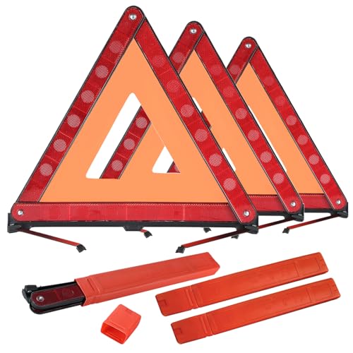 ATPEAM Warning Triangle Kit - 3 Pack Reflective Safety Triangles for Vehicles