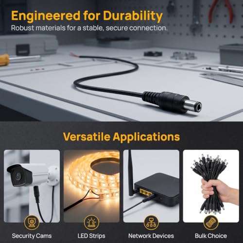Cable de extensión para cámara CCTV de 5,5 x 2,1 mm, pack de 20 unidades para el hogar 3
