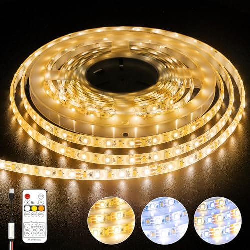 cshare LEDテープライト 防水 USB給電式 2m テープライト 240LED SMD2835 間接照明 電球色/昼光色/交替色 選択可能 タイマー機能 無段階調光 調速 リモコン制御 両面テープ・切断可能 寝室/店舗/階段/ベッド/車内/テレビバック 装飾用