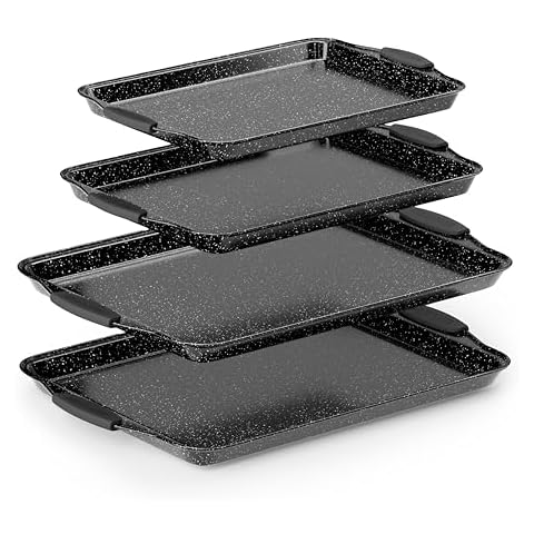 Country Kitchen Nonstick Stackable Bakeware Set - Durable, Easy Release Baking Set, Black, 4 Pcs Cover