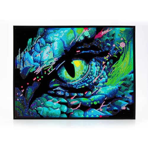 DIAMOND DOTZ 2594356 Original 5D Diamond Painting Set, Neon Drachenauge, mit Neonfarben und Samt, DIY Diamant Malerei Bilder für Erwachsene und Kinder ab 12 Jahren, Intermediate