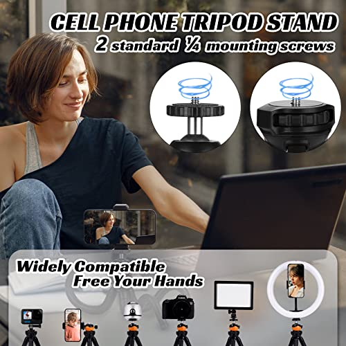 Phosnova Cell Phone Tripod Stand, Portable Flexible Tripod For Iphone With Wireless Remote, Camera Tripod, Double 360°Rotation Adjustable Mini Tripod For Iphone/Android/Gopro/Ipad/Dslr, Orange #TOP3