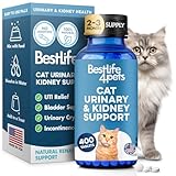BestLife4Pets Cat UTI Urinary Tract Infection Treatment; All Natural Homeopathic Kidney Support Helps with Incontinence and Frequent Urination, Improves Renal Health and Bladder Control (450 Pills)